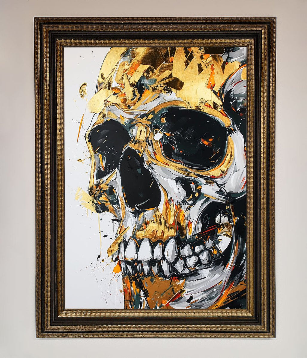 Liquid Gold Skull Framed Print-18