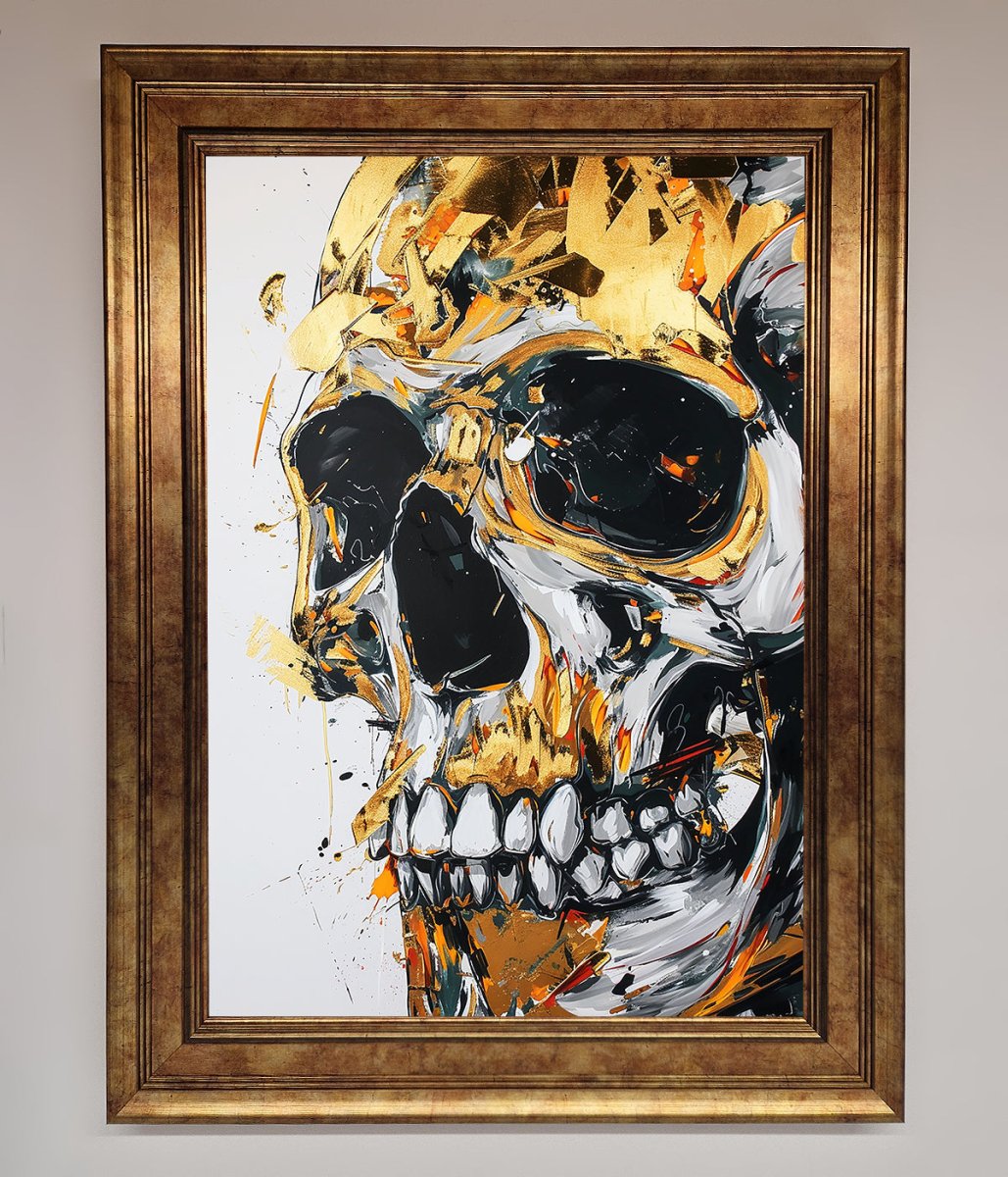 Liquid Gold Skull Framed Print-7