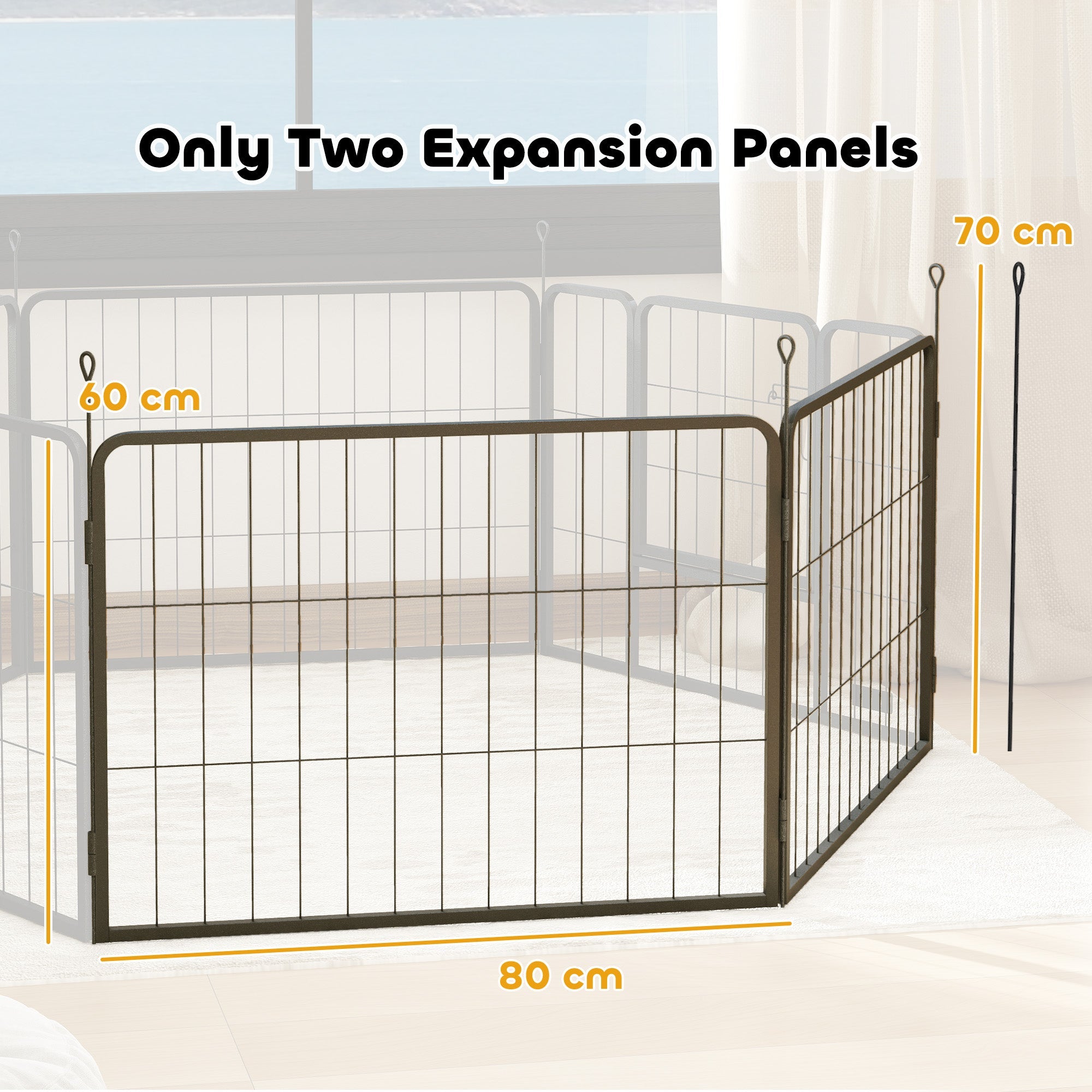 2 Piece Dog Pen Expansion Pack for 60cm High Pet Playpen with 3 Stakes, for Small Dogs-2