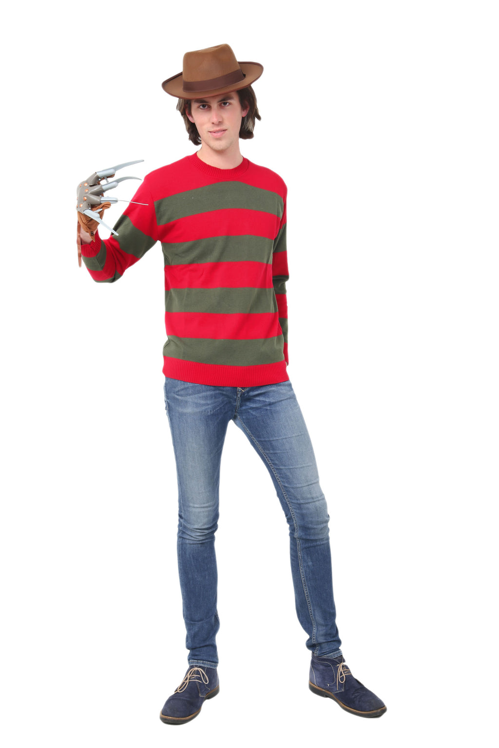 Wickedfun Men Red and Green Stripe Knitted Jumper-1