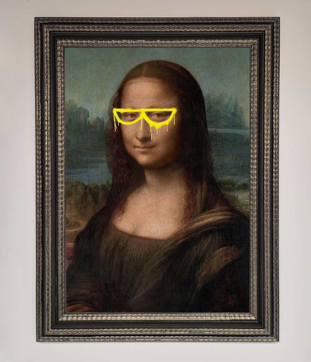 Mona Lisa Glasses Framed Print-17