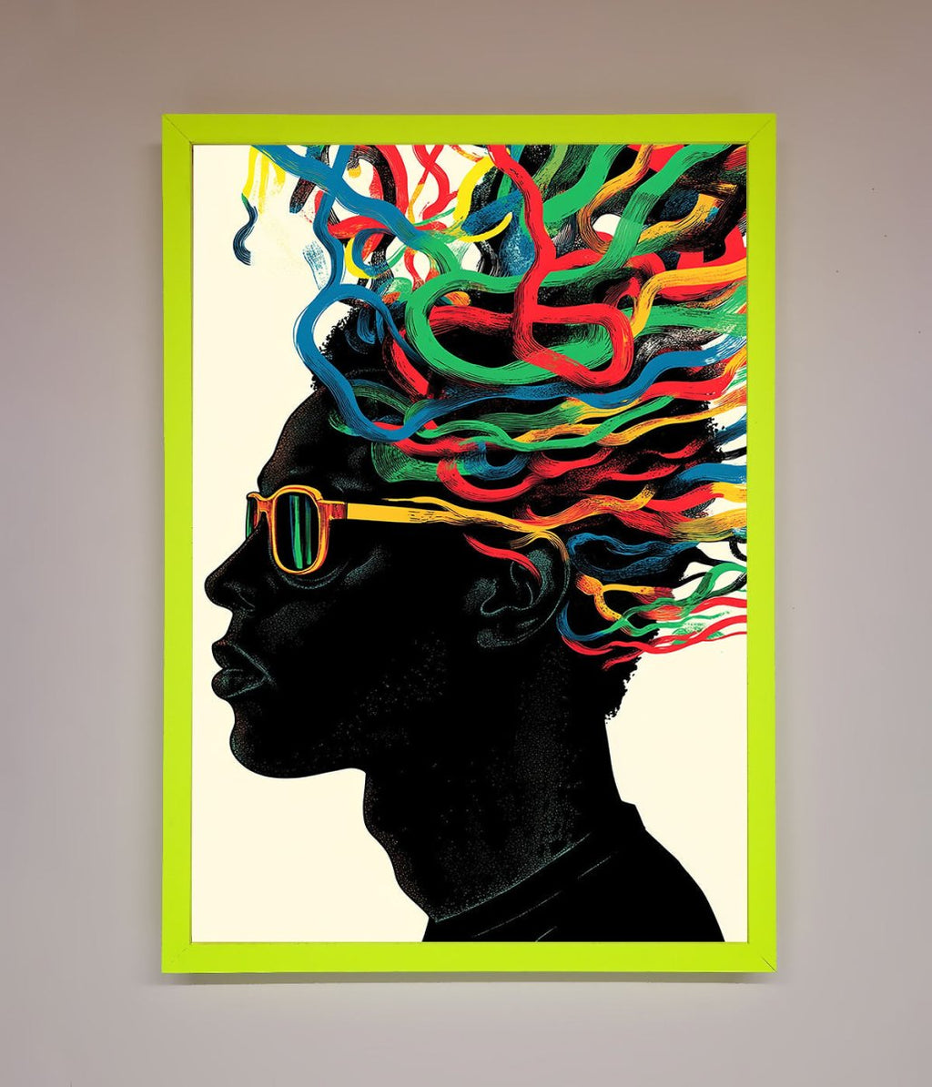 Multicolour Noodle Hair Framed Print-12