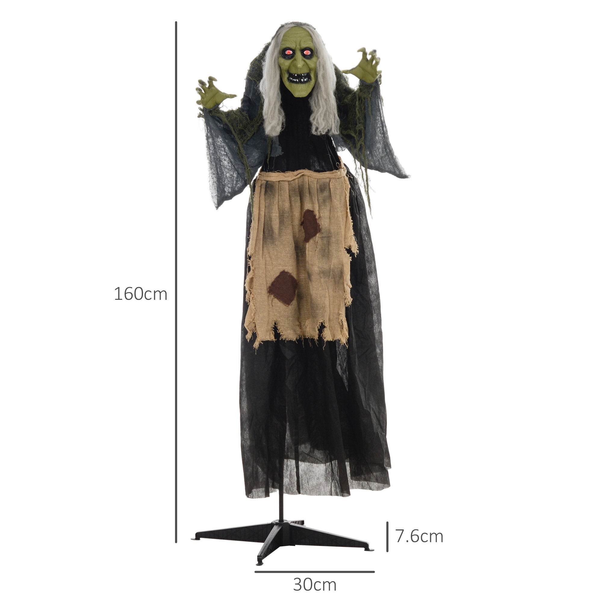5'2" Hunchback Witch Halloween Animatronic, with Glowing Eyes-2