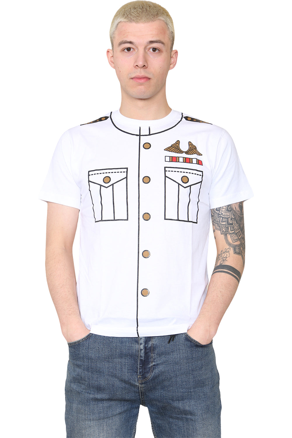 Wickedfun Men Navy Captain Printed T-Shirt-1