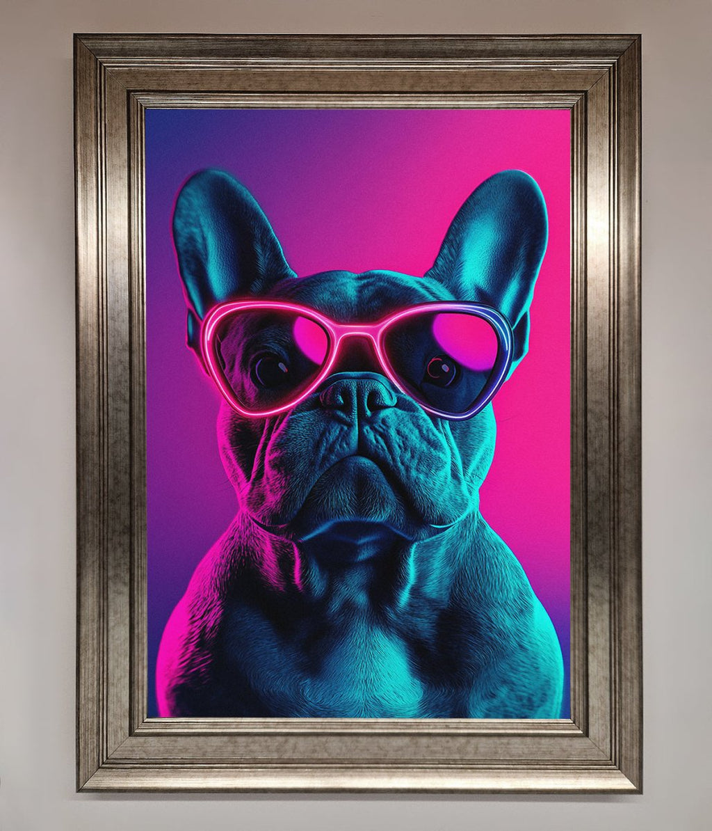 Neon French Bulldog Framed Wall Art-5