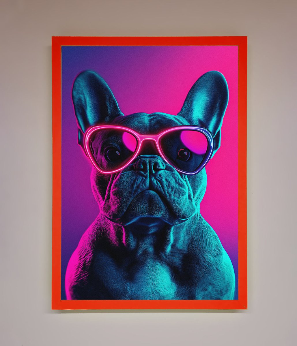 Neon French Bulldog Framed Wall Art-14