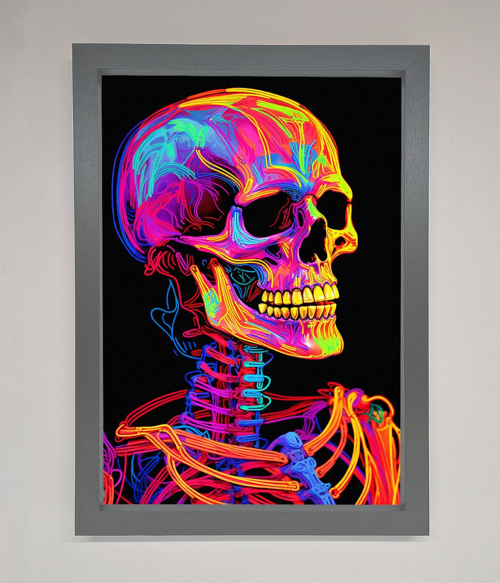 Neon On Black Skeleton Framed Poster-3