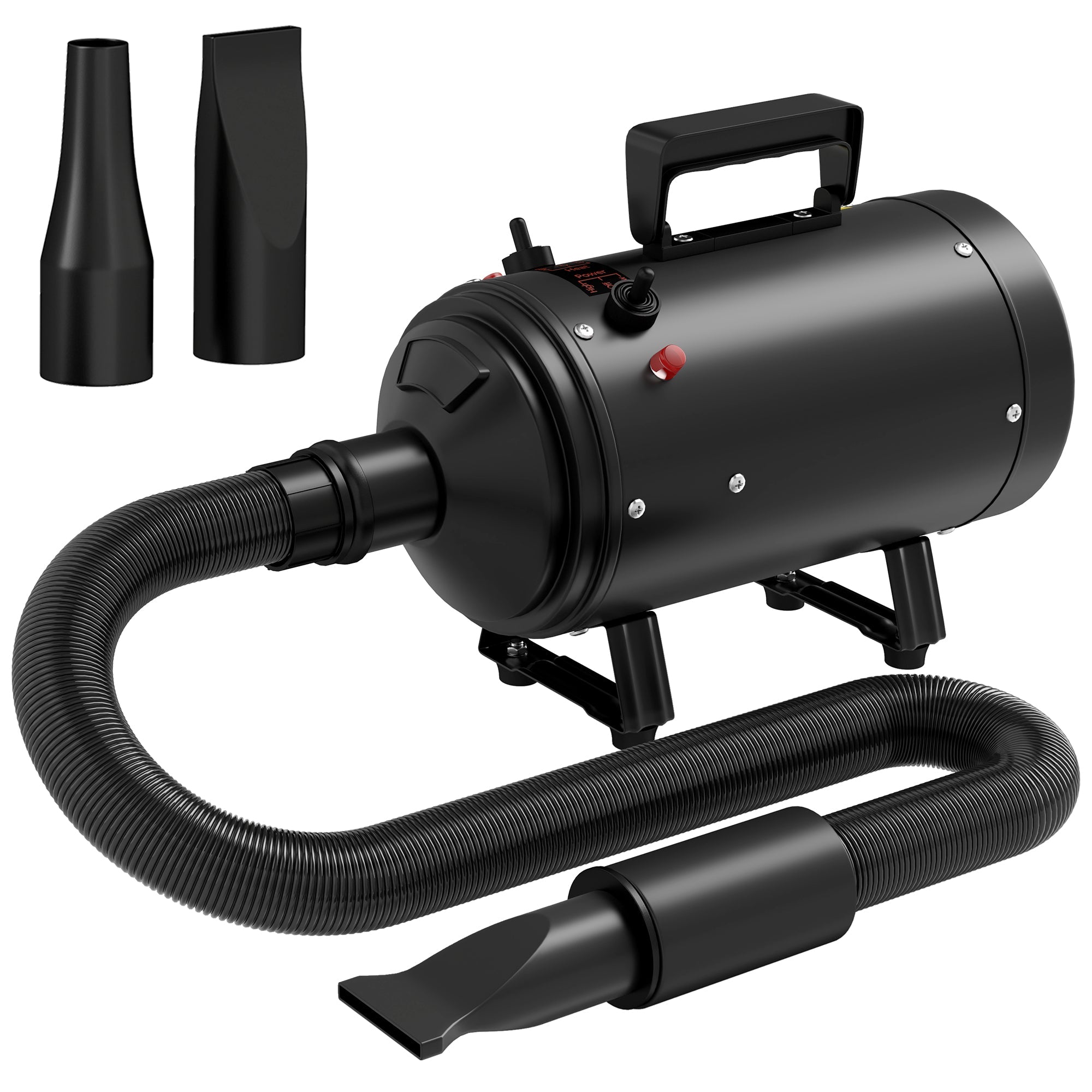 2200W Dog Hair Dryer with Adjustable Temperature & Velocity, 3 Different Nozzles, Black-0