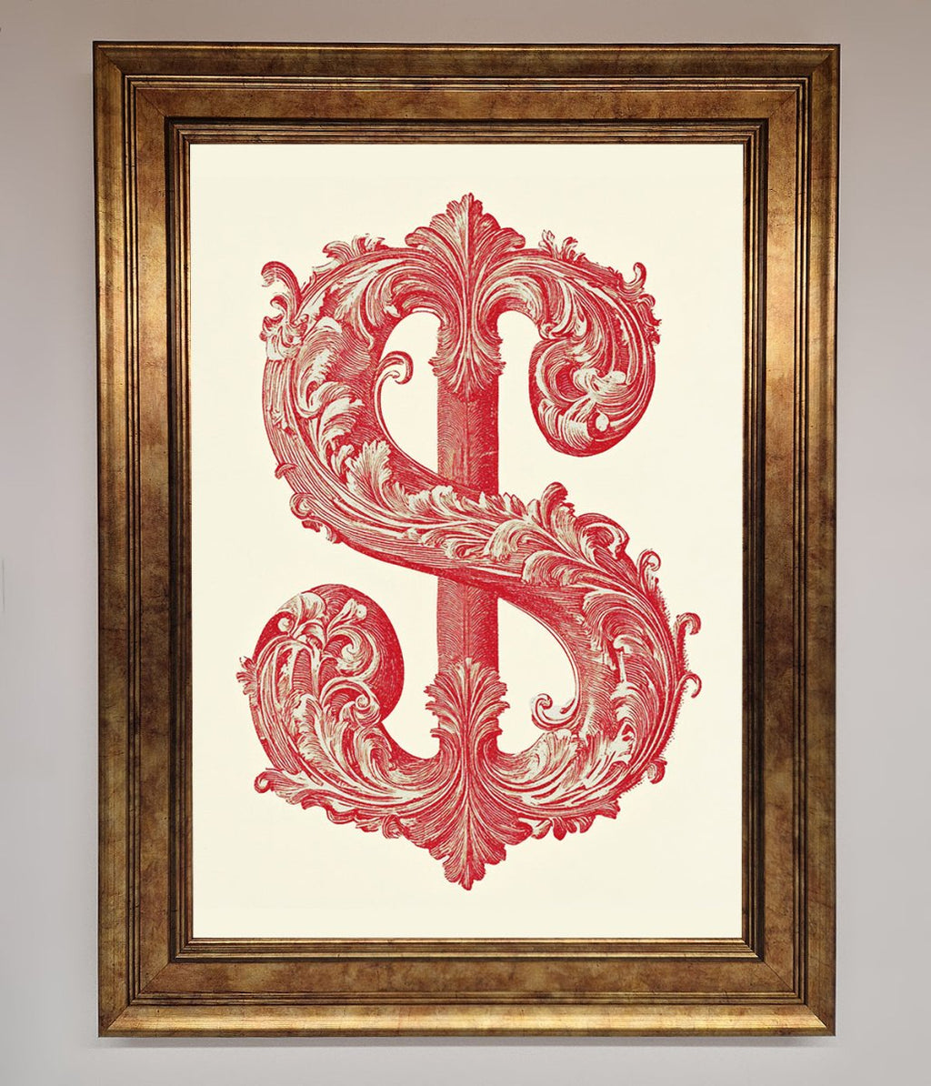 Ornate Dollar Cash Art Framed Print-7