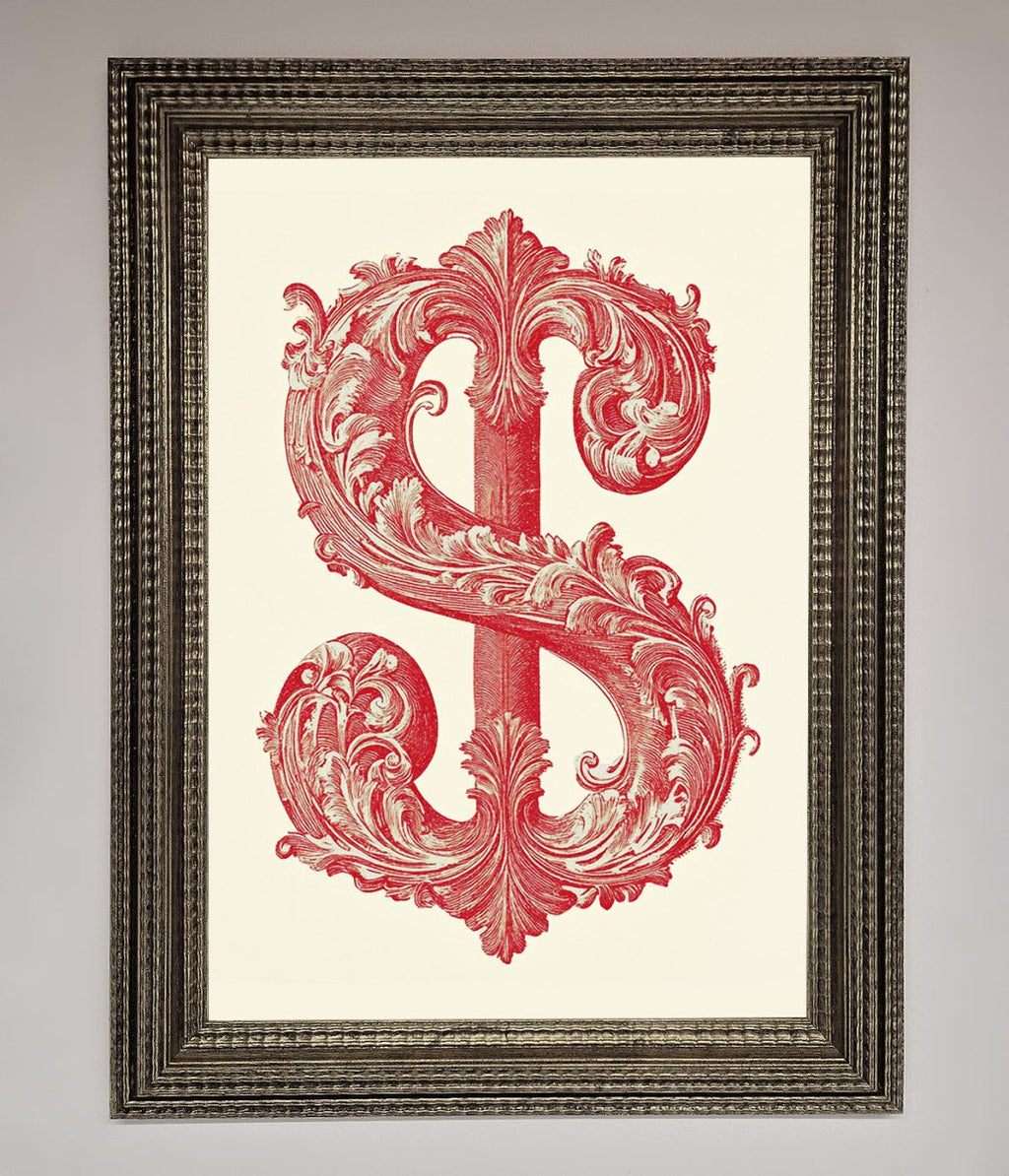 Ornate Dollar Cash Art Framed Print-0