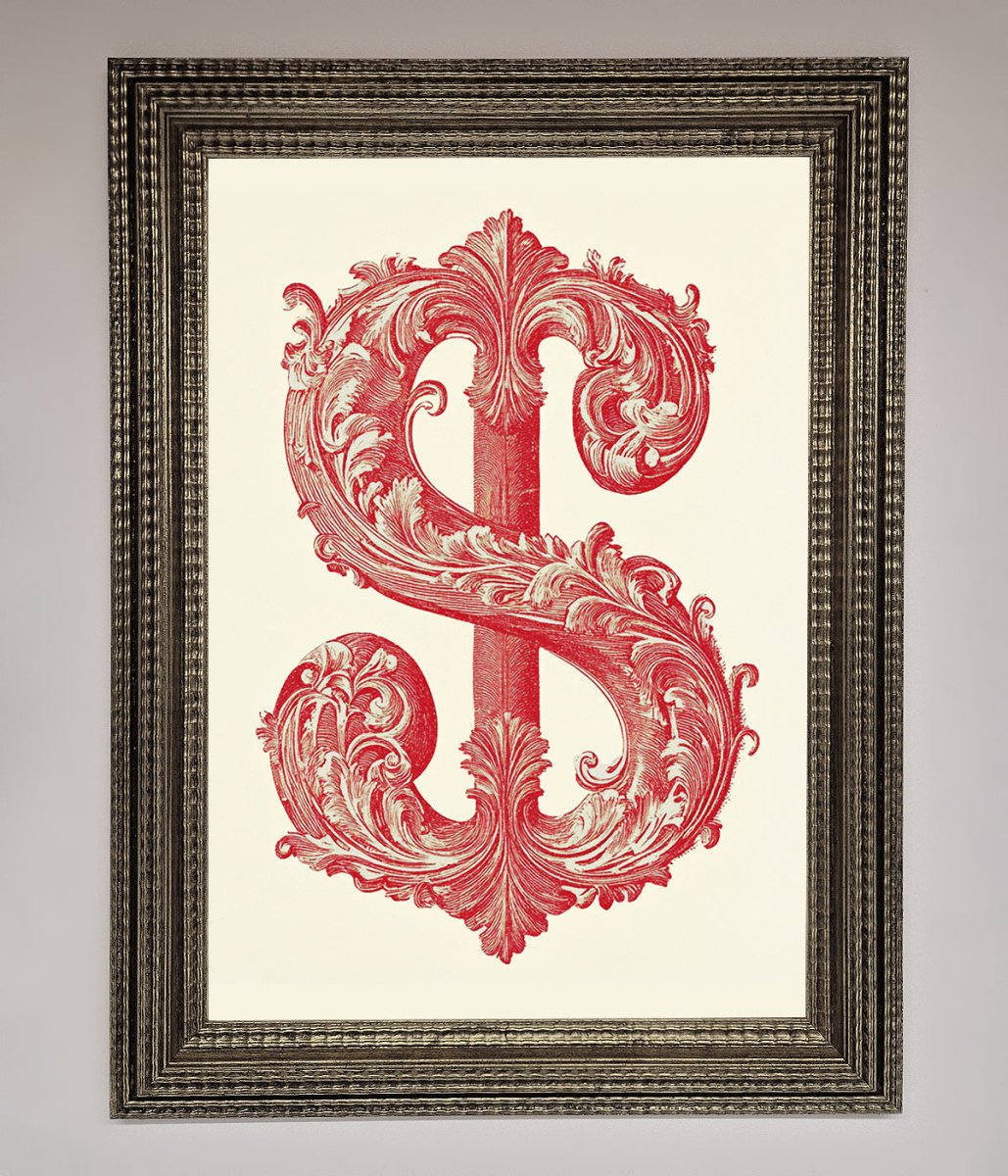 Ornate Dollar Cash Art Framed Print-0