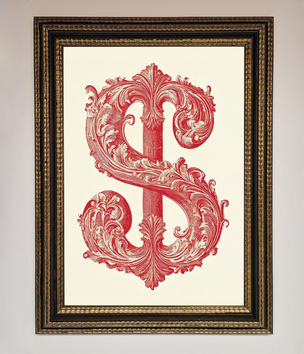 Ornate Dollar Cash Art Framed Print-18