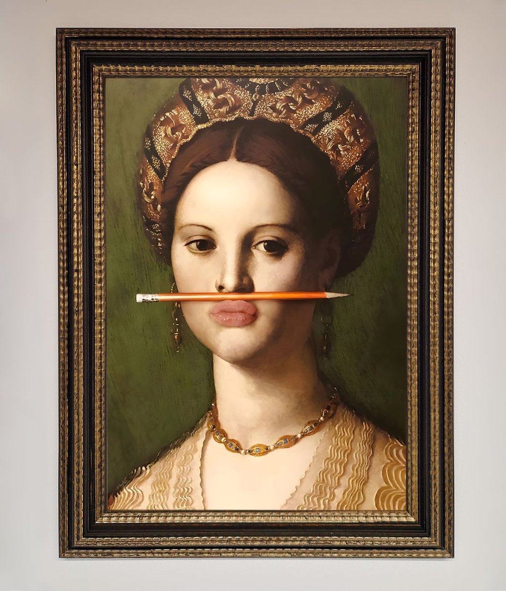 Pencil On Lips Renaissance Framed Print-11