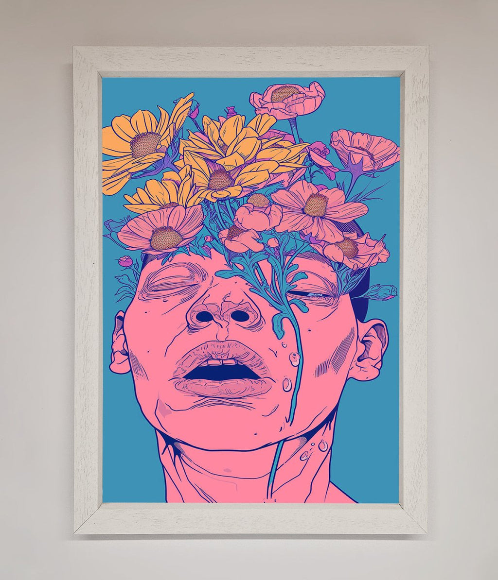 Pink Flowers On Face Framed Wall Art-2