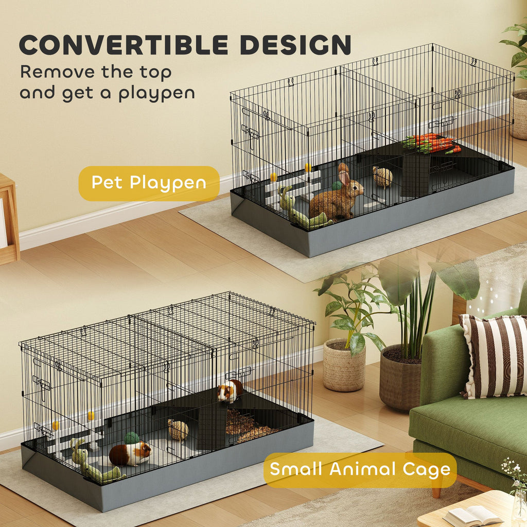 2 in 1 Guinea Pig Cage, Rabbit Cage Pet Playpen with 2 Separate Area, Waterproof Oxford Fabric Floor for Hedgehogs-3