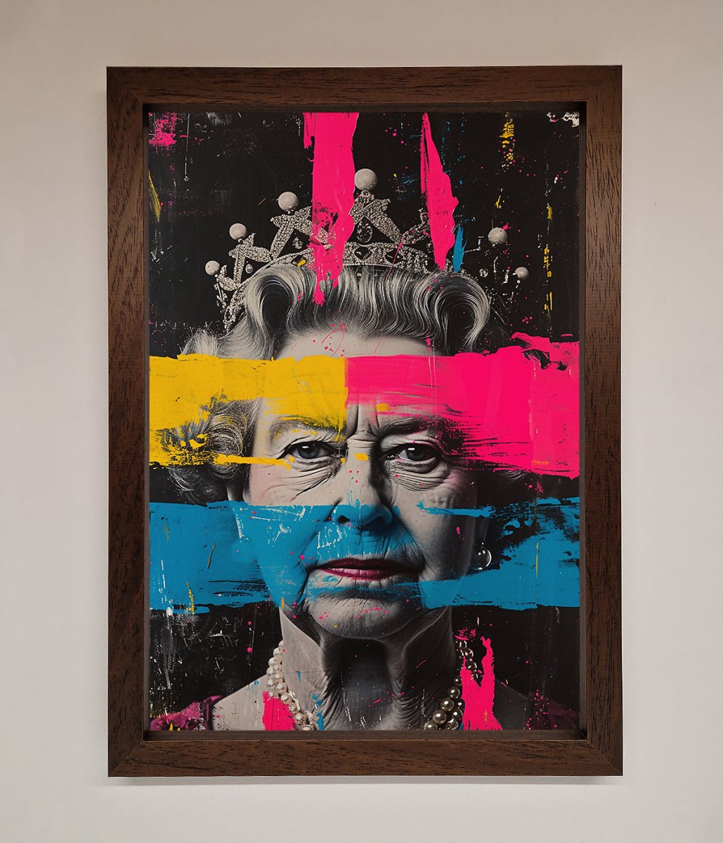 Queen Elizabeth Paint Splatter Framed Wall Art-9