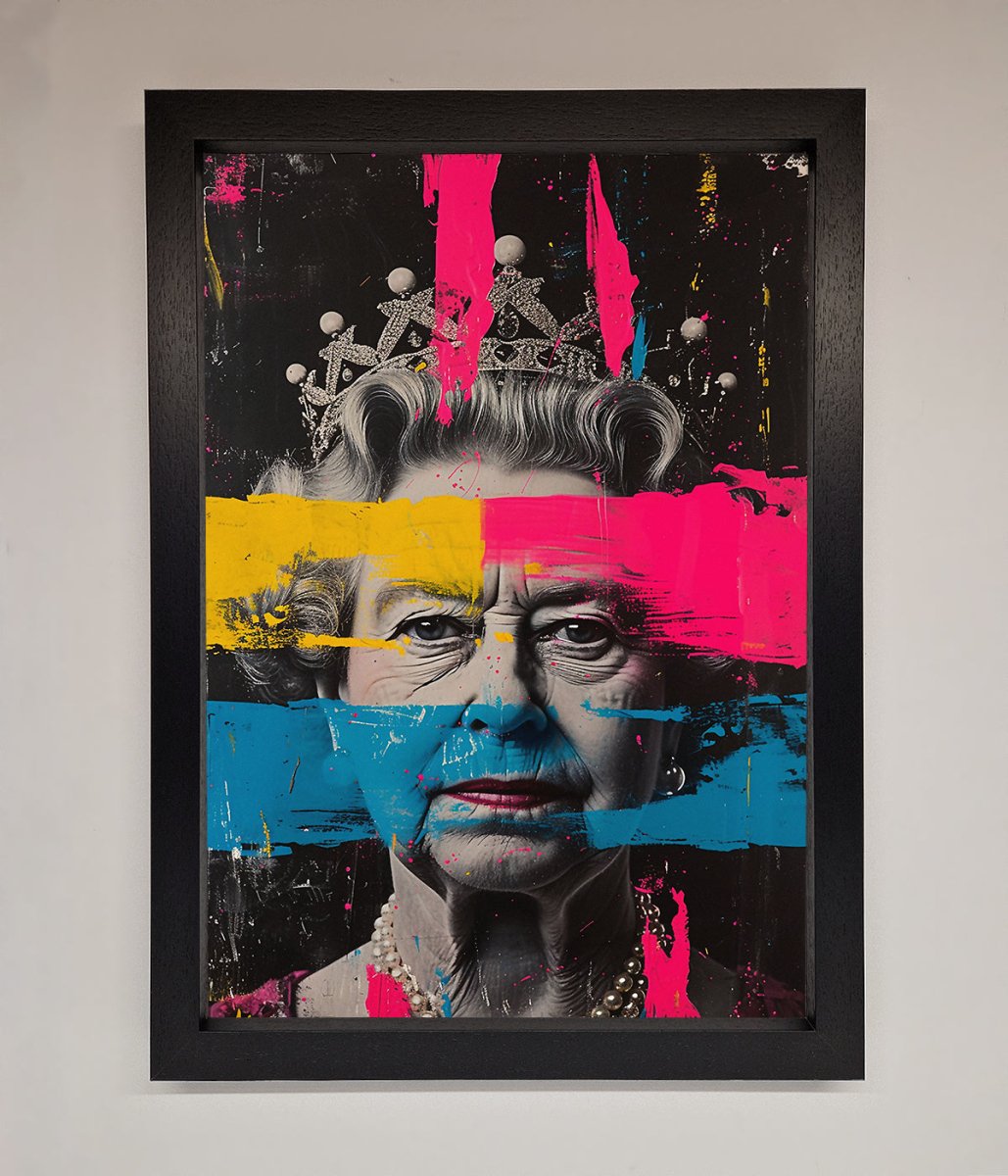 Queen Elizabeth Paint Splatter Framed Wall Art-1
