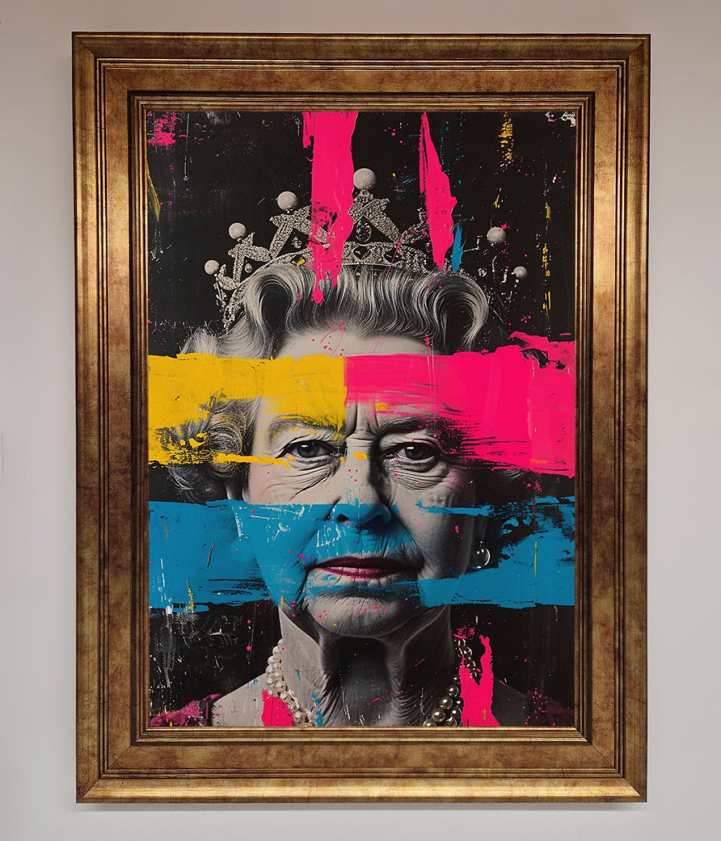 Queen Elizabeth Paint Splatter Framed Wall Art-6