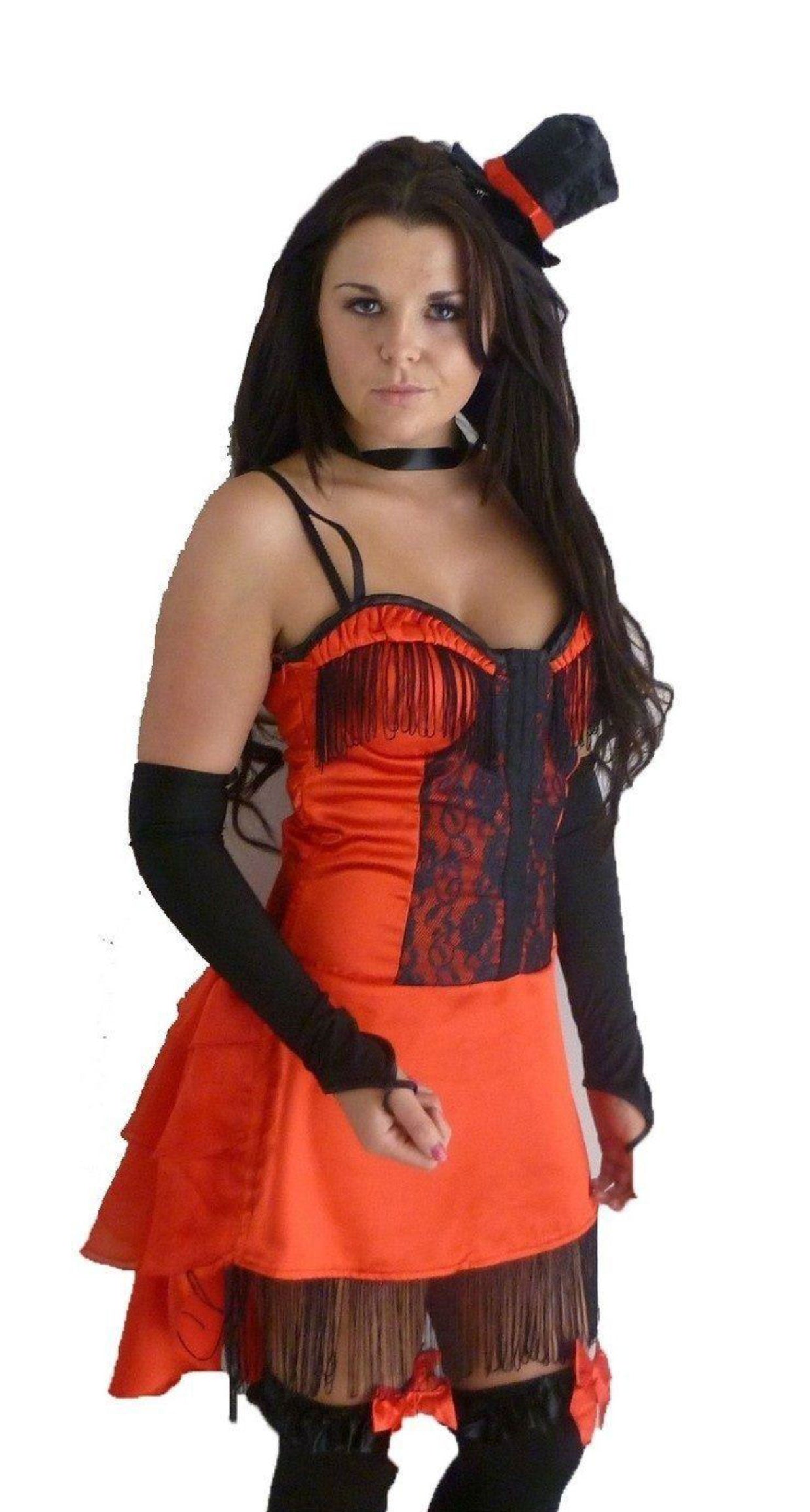 Red and Black Burlesque Moulin Halloween Fancy Dress-0