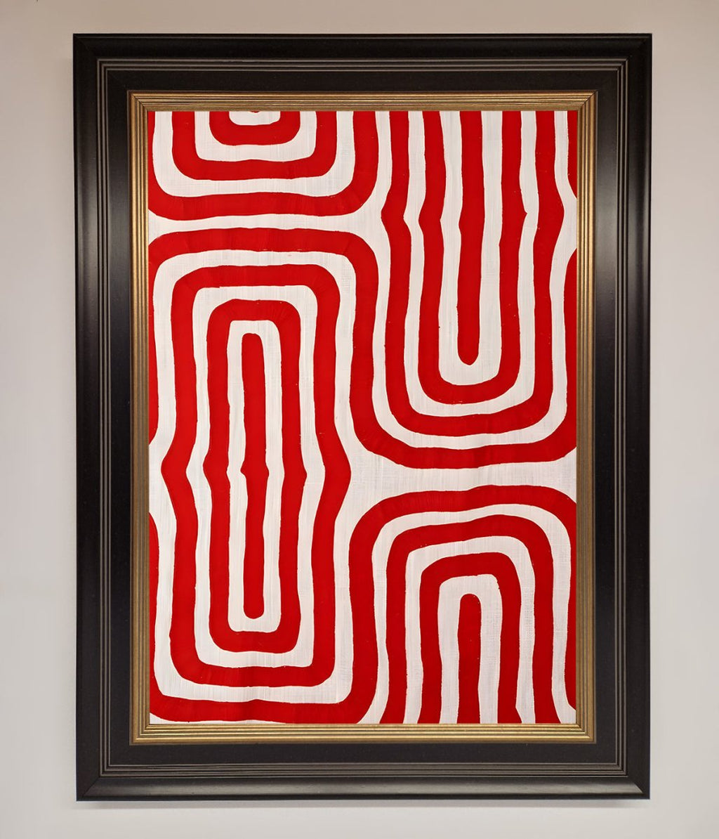 Red Waves Abstract Art Framed Poster-9