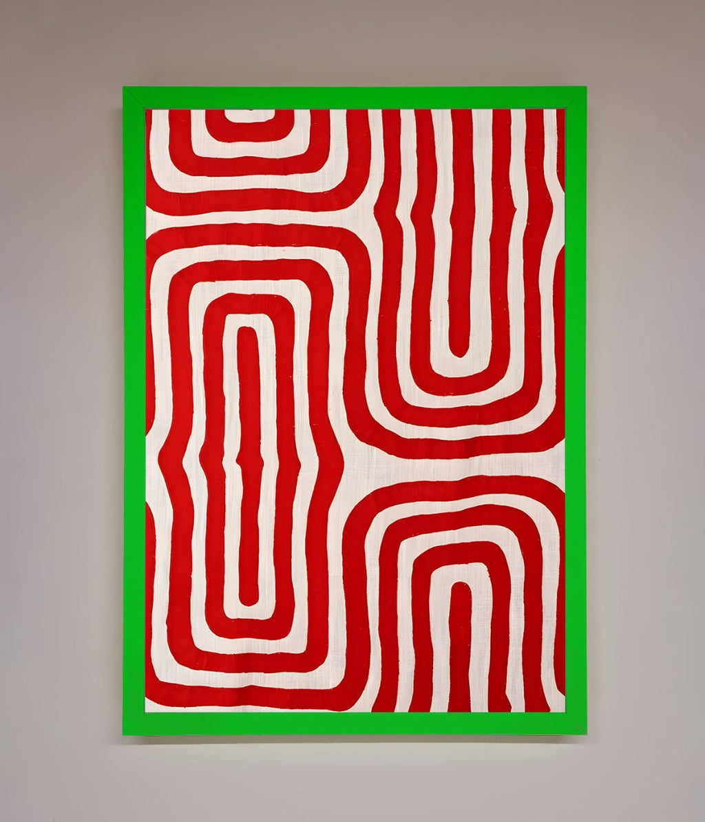 Red Waves Abstract Art Framed Poster-11