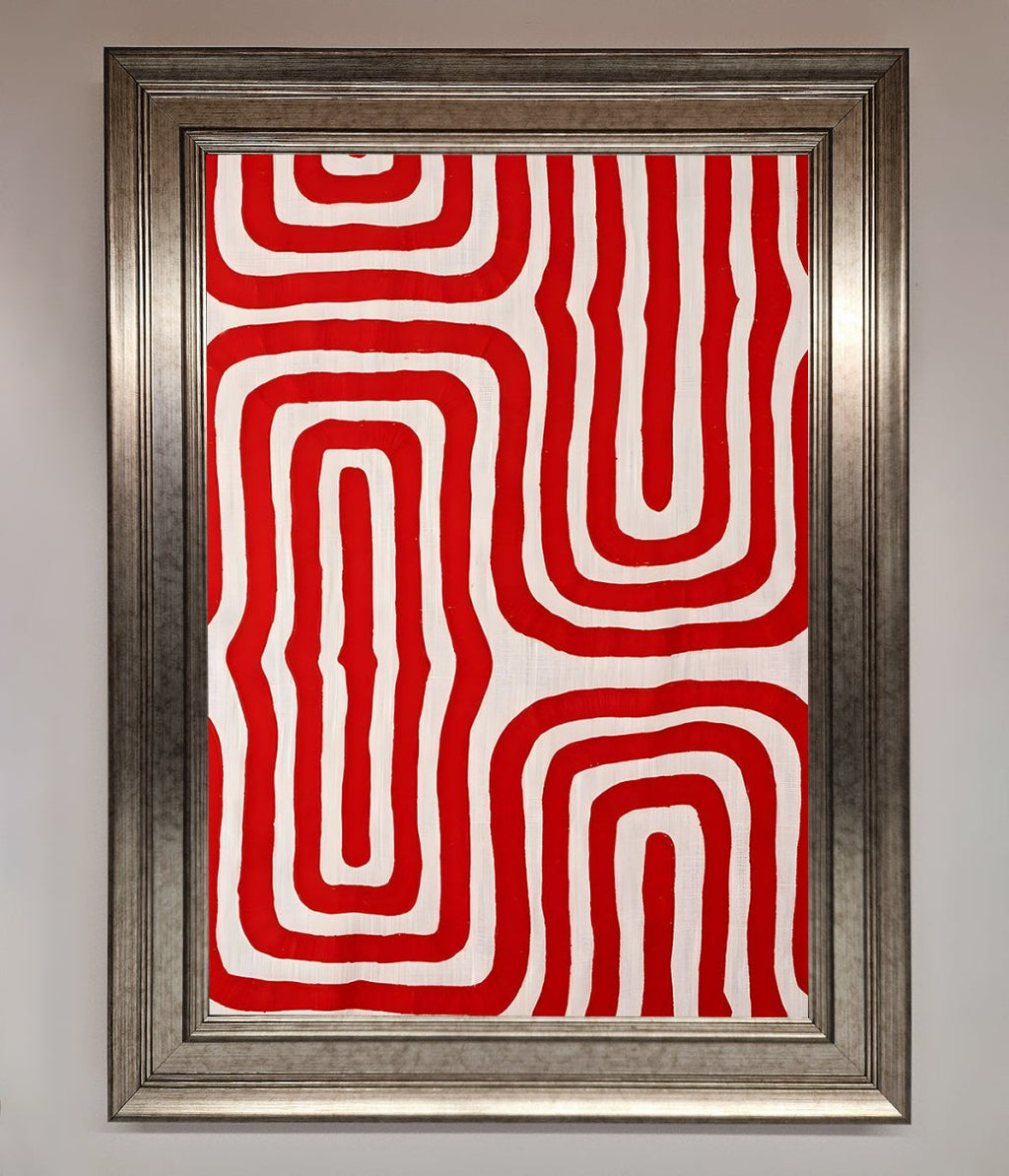 Red Waves Abstract Art Framed Poster-5