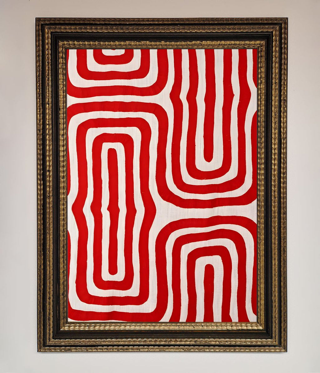 Red Waves Abstract Art Framed Poster-18
