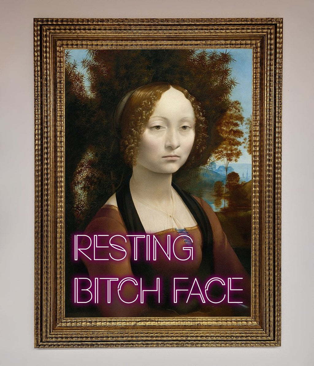Resting Bitch Face Renaissance Framed Print-9