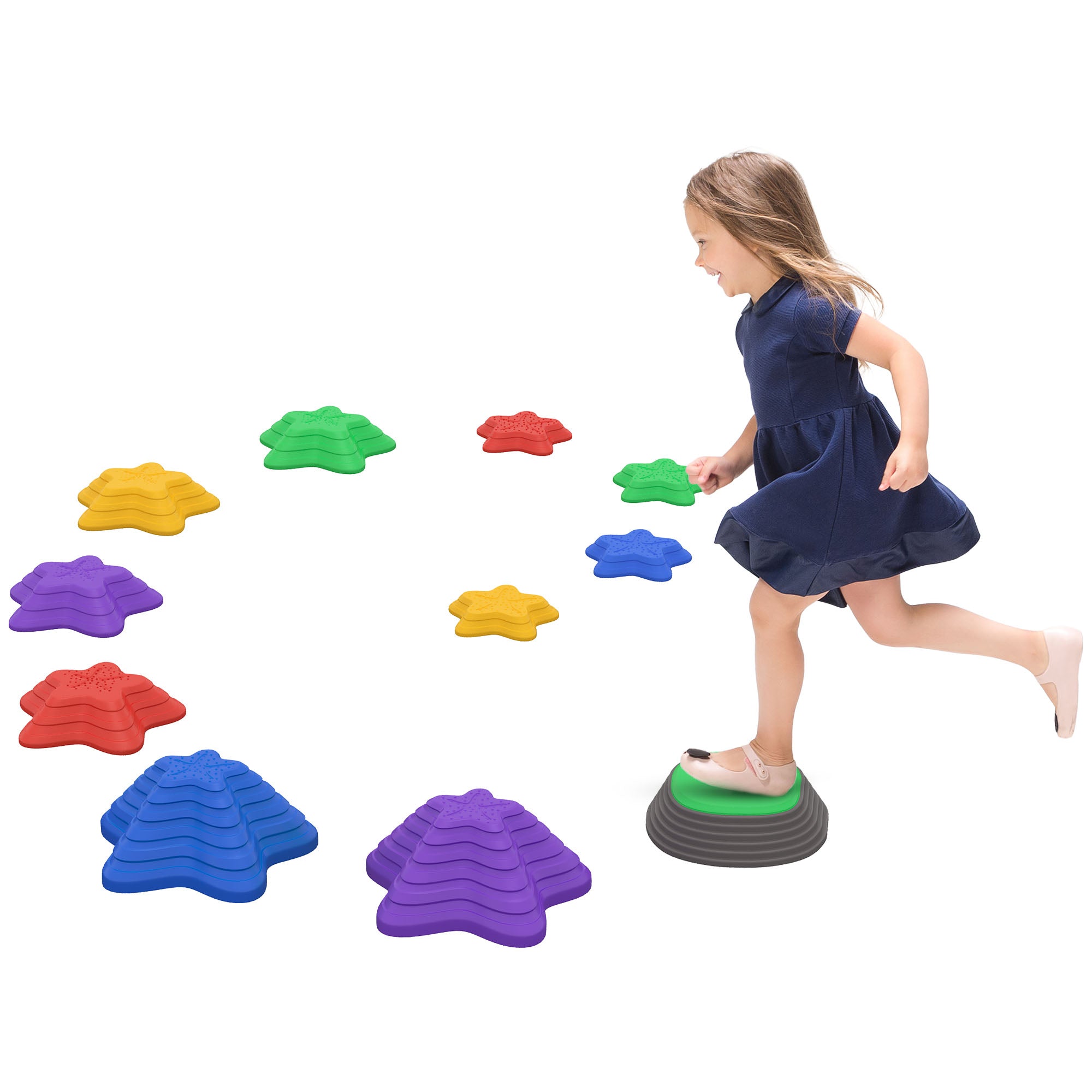 11 Piece Kids Balance Stepping Stones Set - Non Slip Starfish Shape-0
