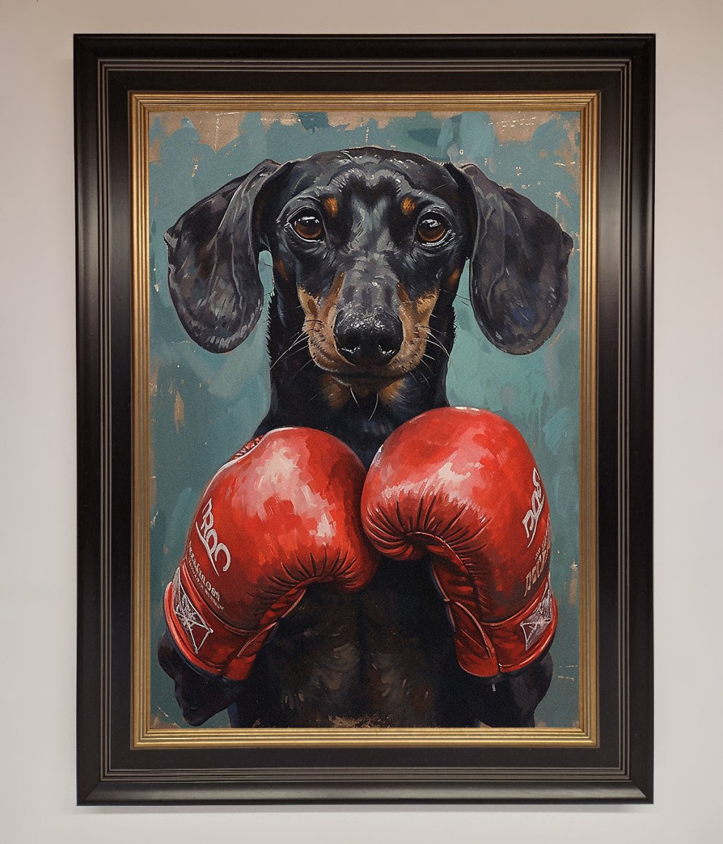 Sausage Dog Boxing Framed Print-18