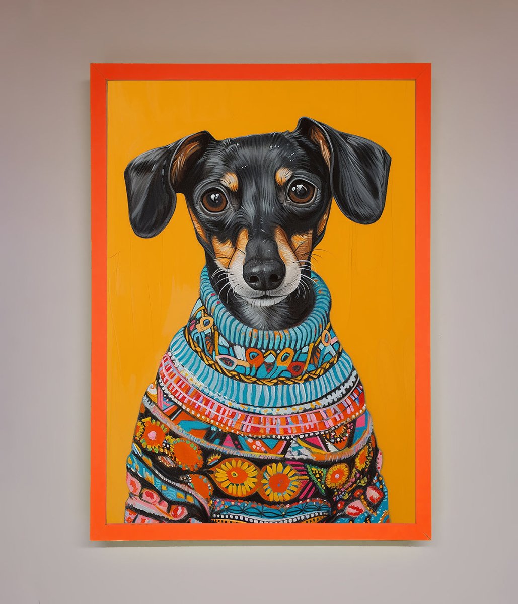 Sausage Dog In A Sweater Framed Print-6
