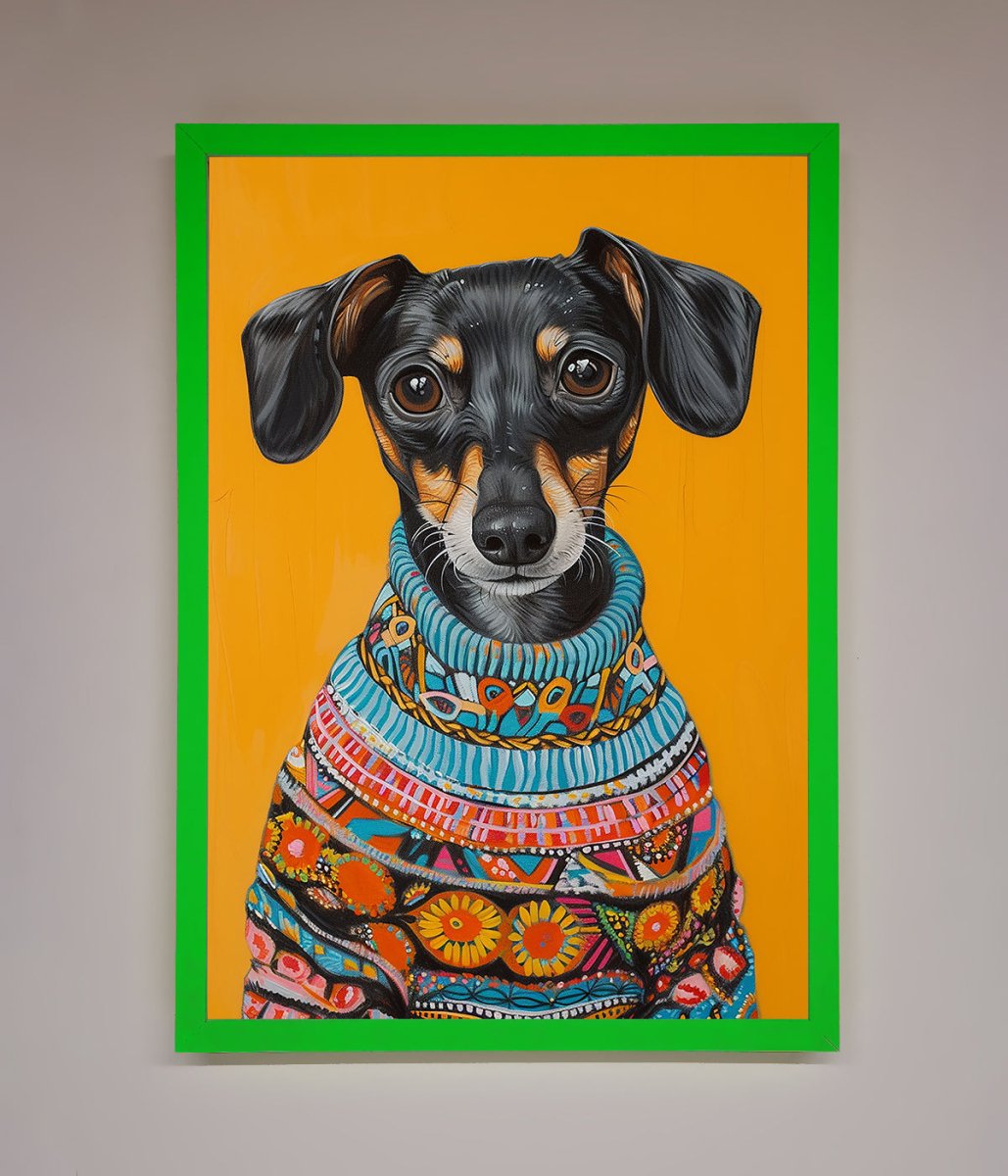 Sausage Dog In A Sweater Framed Print-9