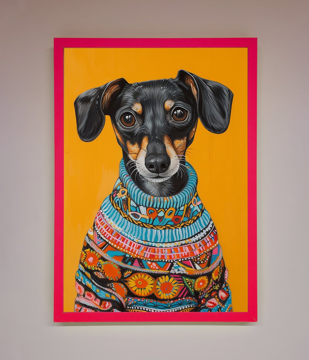 Sausage Dog In A Sweater Framed Print-5