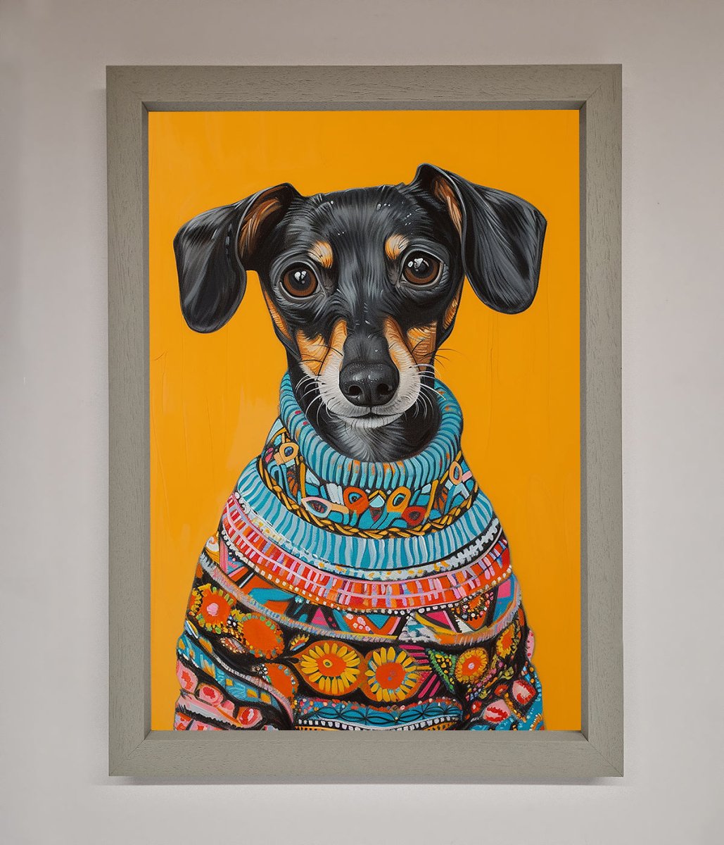 Sausage Dog In A Sweater Framed Print-3