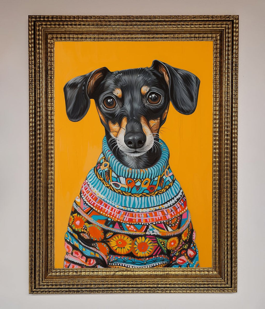 Sausage Dog In A Sweater Framed Print-10