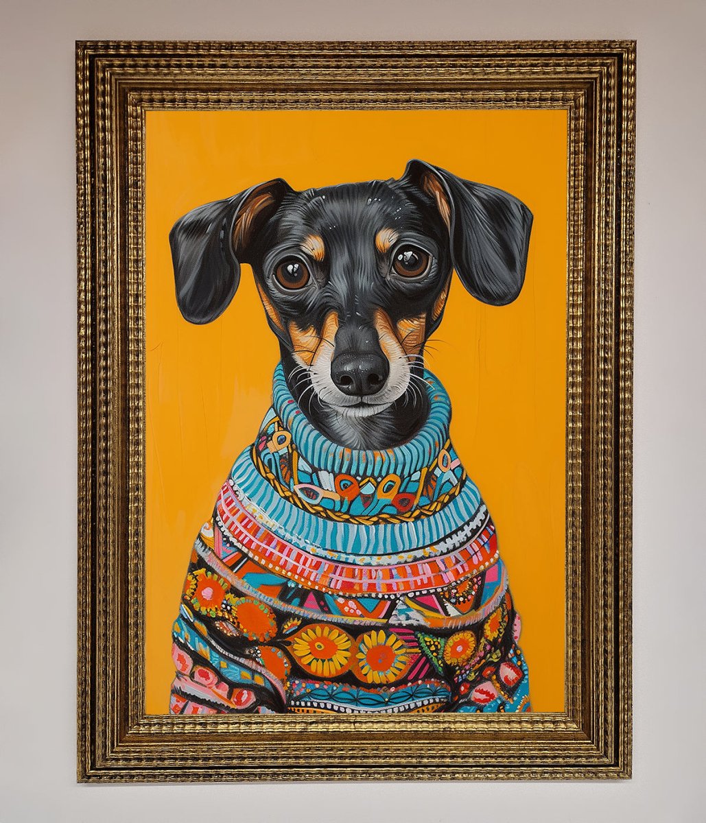 Sausage Dog In A Sweater Framed Print-10