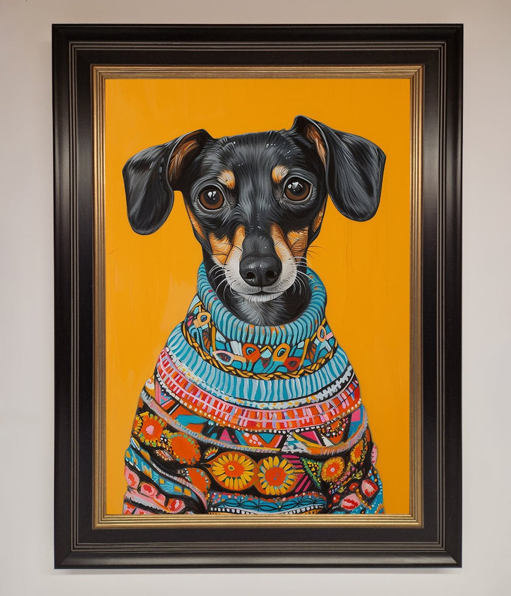 Sausage Dog In A Sweater Framed Print-18
