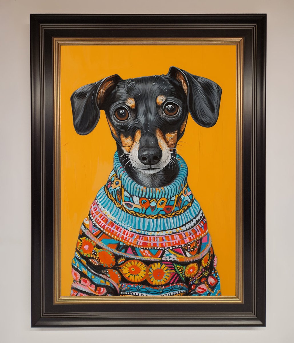 Sausage Dog In A Sweater Framed Print-18