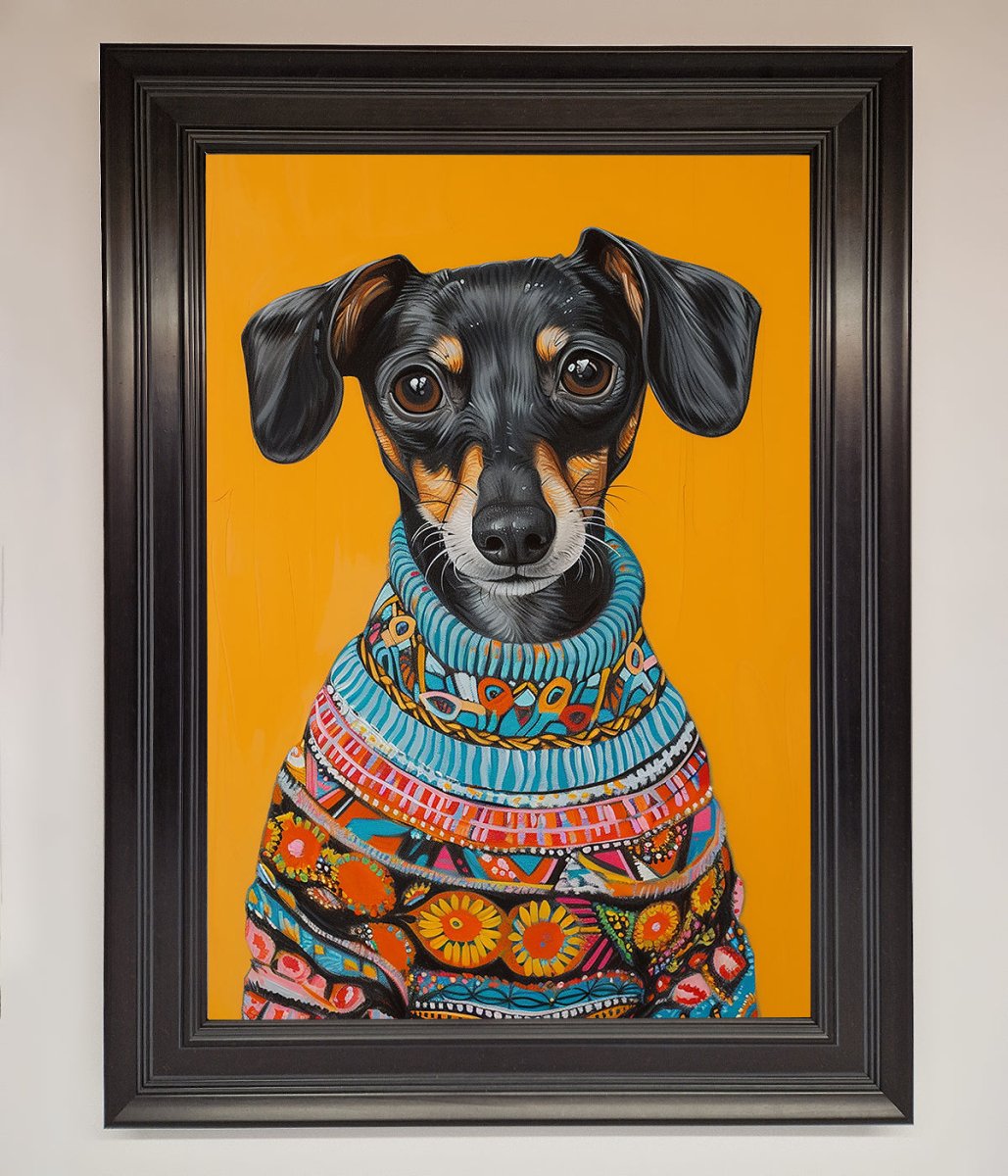 Sausage Dog In A Sweater Framed Print-16