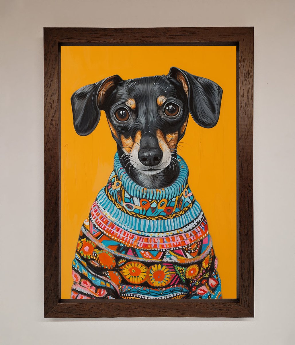 Sausage Dog In A Sweater Framed Print-4