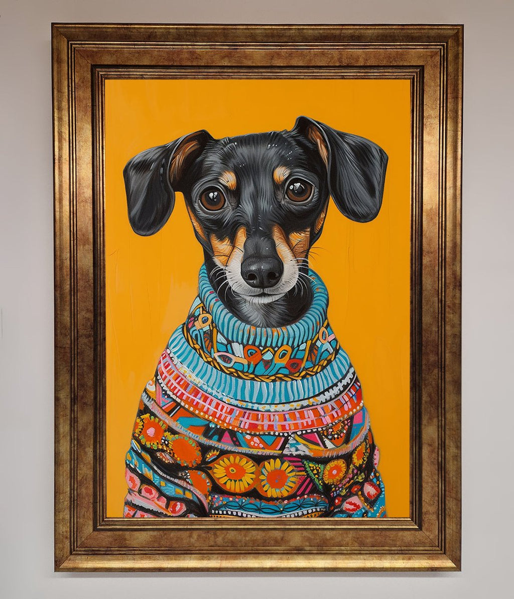 Sausage Dog In A Sweater Framed Print-13