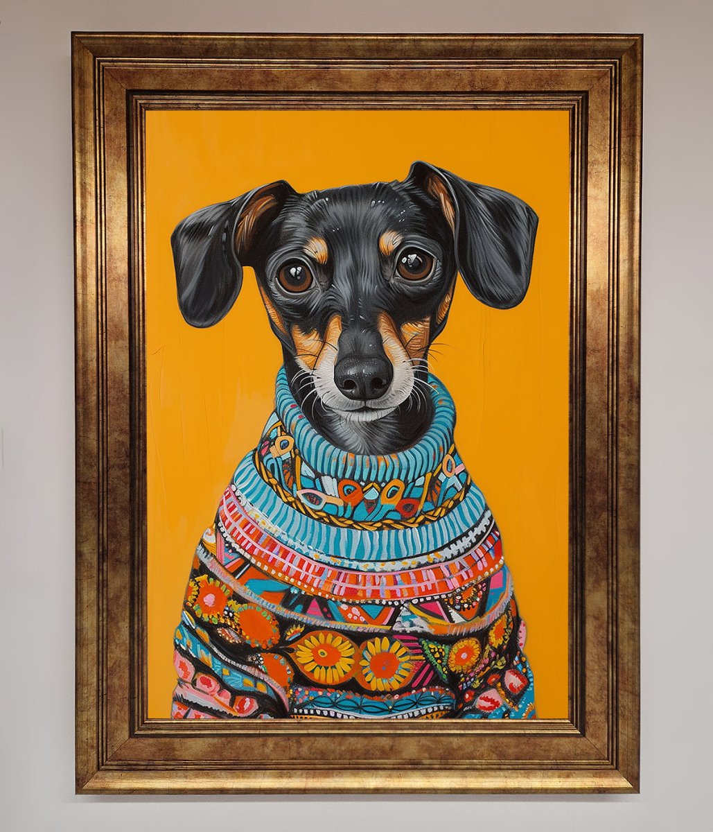 Sausage Dog In A Sweater Framed Print-13