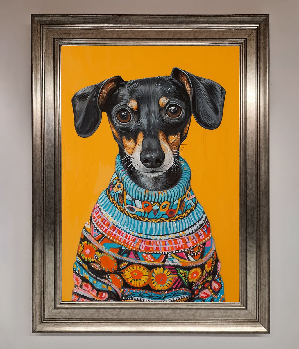 Sausage Dog In A Sweater Framed Print-15