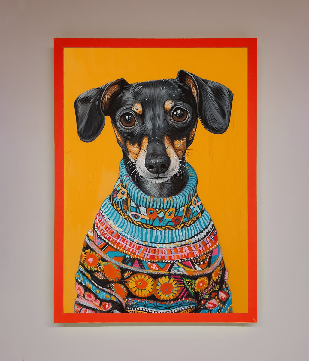 Sausage Dog In A Sweater Framed Print-7