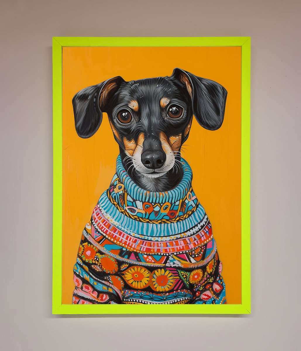 Sausage Dog In A Sweater Framed Print-8