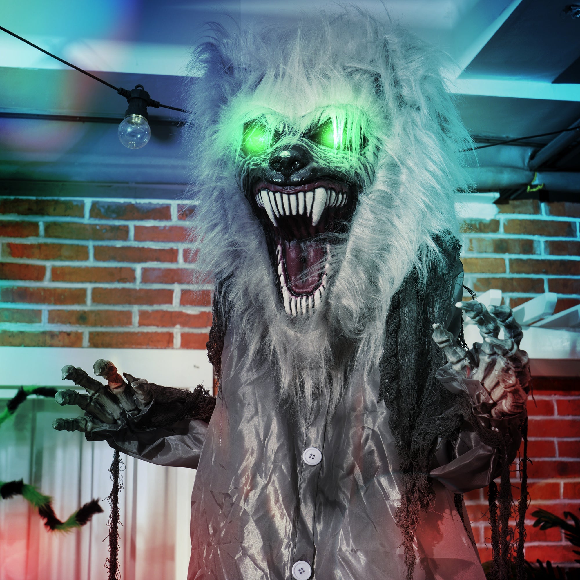 6'8" Skeleton Werewolf Halloween Animatronic, with Glowing Eyes-1