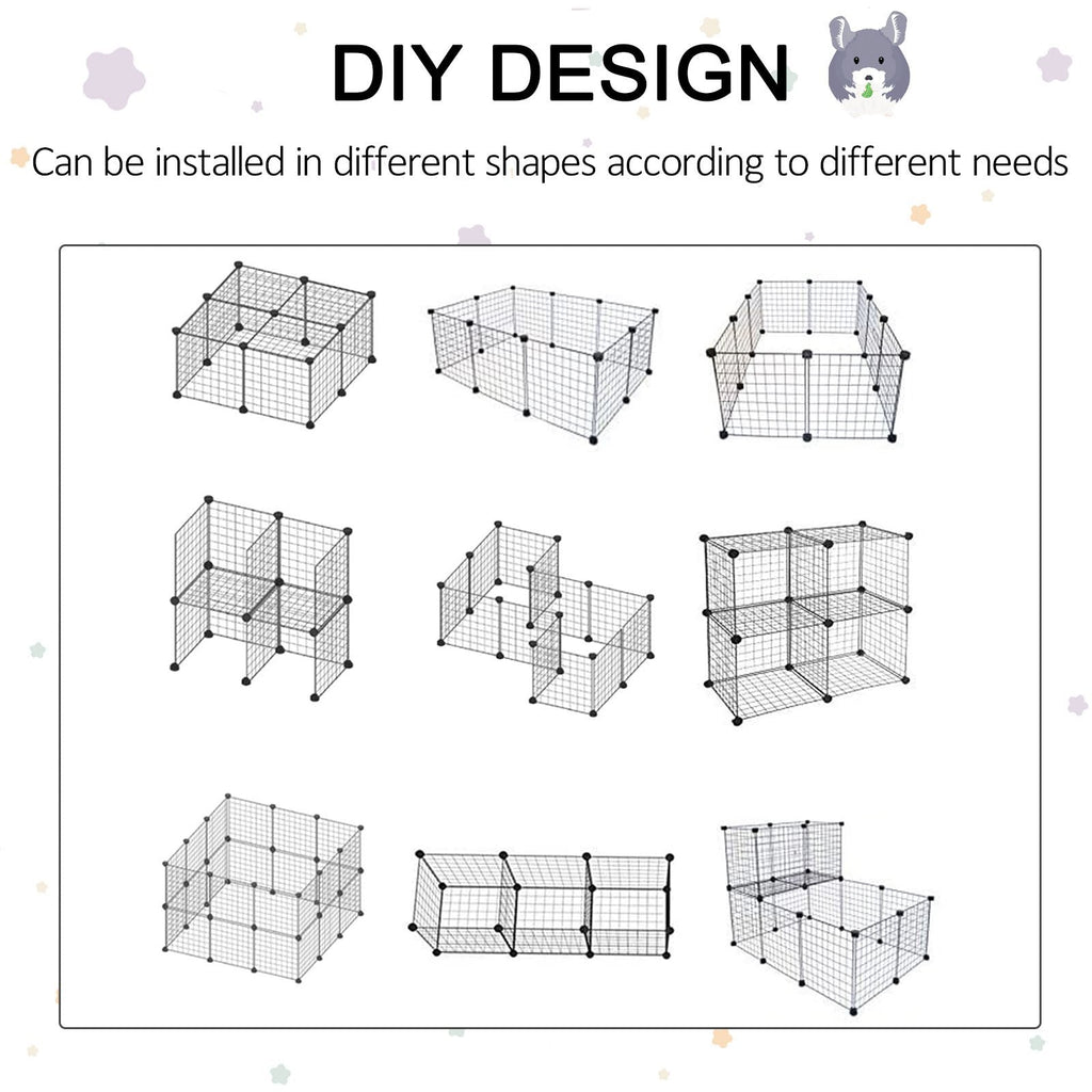 3 Level DIY Pet Playpen Metal Small Animal Cage Guinea Pig Rabbit Ferret Chinchillas Cage 4 Doors Bottom Trays Black-4