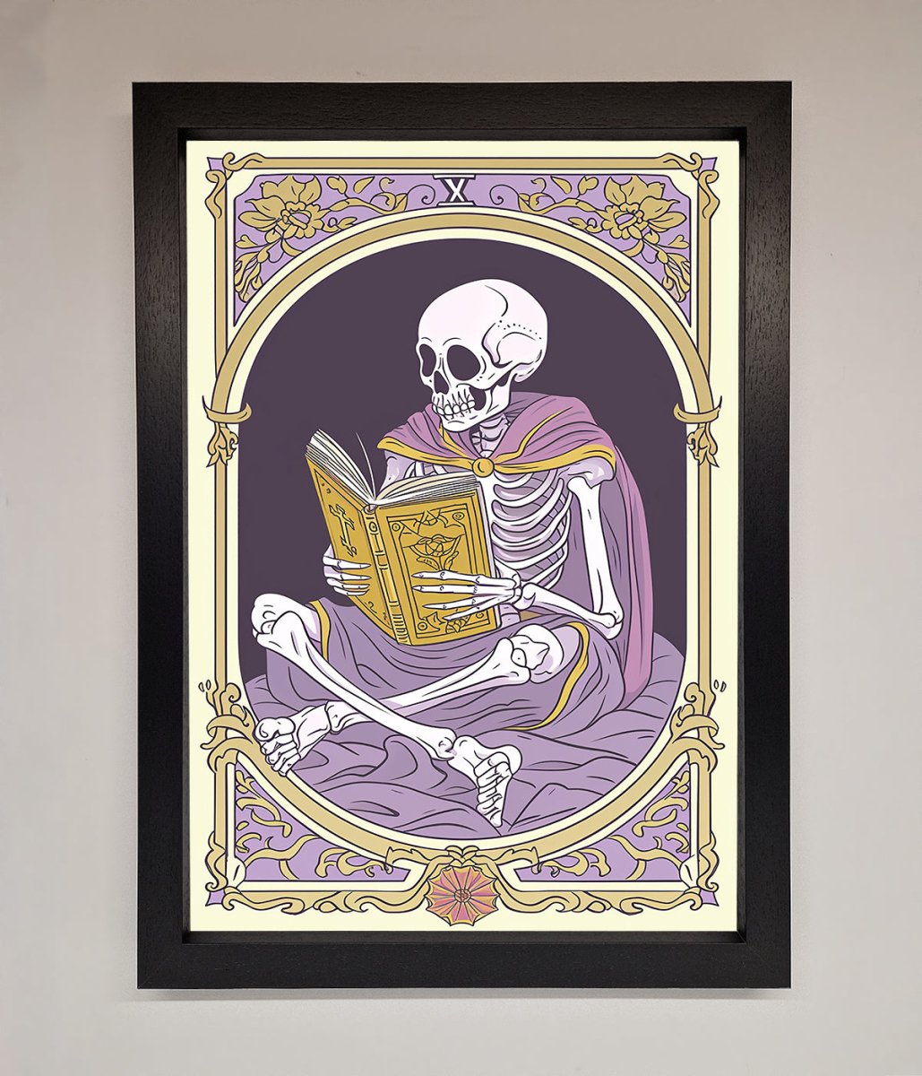 Tarot Skeleton Reader Framed Print-1