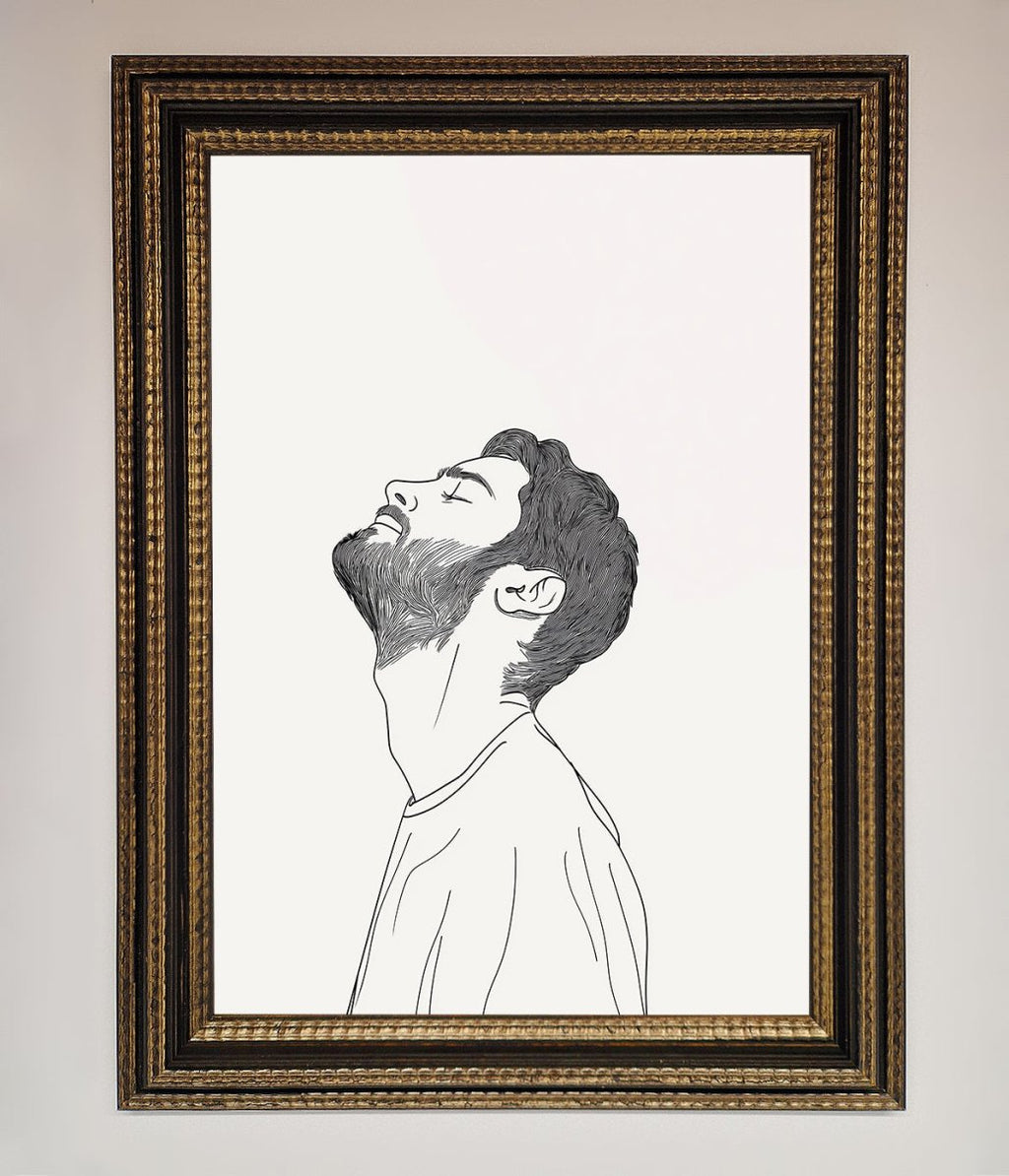 The Man In The Morning Line Art Framed Print-18