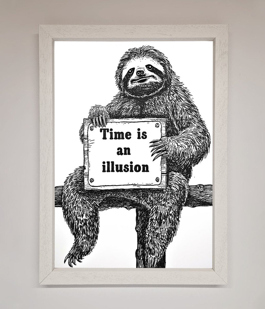 Time Is An Illusion Sloth Black Framed Poster-2